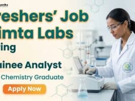 Vimta Labs Hiring Freshers | Trainee Analyst Jobs for M.Sc Chemistry Candidates