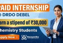 Paid Internship for Chemistry Students at DRDO-DEBEL | Earn stipend of ₹30,000 Internship for Chemistry Students at DRDO DEBEL Government Internship 2026