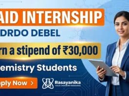 Internship for Chemistry Students at DRDO DEBEL Government Internship 2026