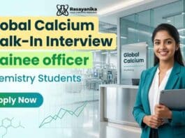 Chemistry fresher job at Global Calcium Careers for trainee jobs in API Production