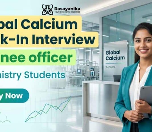 Chemistry fresher job at Global Calcium Careers for trainee jobs in API Production