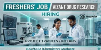 Chemistry Freshers Jobs at Aizant for QC Interns | Attend the Walk-In Interview Aizant Careers announces Chemistry Freshers Jobs for B.Sc/M.Sc Chemistry graduates in QC Formulations department.