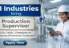 Chemistry Jobs at PI Industries Careers | Apply Now PI Industries Careers hiring for Production Supervisor Jobs in chemical manufacturing and plant operations.