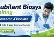 Chemistry Job opportunity for Research Associate Job in synthesis department with strong career growth inspired by Jubilant career standards