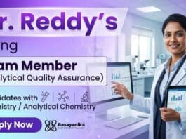 Dr. Reddy’s Careers Hiring for Analytical Quality Assurance Chemistry Jobs