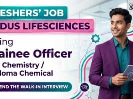 Chemistry fresher job at Zydus Careers for Trainee Officer walkin drive in Ankleshwar