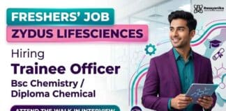 Chemistry fresher job at Zydus Careers for Trainee Officer walkin drive in Ankleshwar