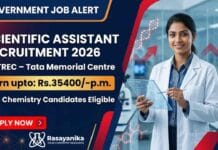 Scientific Assistant Vacancy at ACTREC Tata Memorial Centre | Earn upto: Rs.35400/-p.m. | Chemistry Jobs Scientific Assistant ACTREC Recruitment Chemistry Jobs Tata Memorial Centre