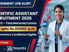 Scientific Assistant ACTREC Recruitment Chemistry Jobs Tata Memorial Centre