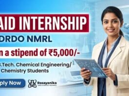Chemistry Internship at DRDO NMRL for M.Sc Chemistry Students