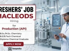 Macleods Careers announces Chemistry Fresher Job openings for Trainee Jobs through walk-in interview in Gujarat.