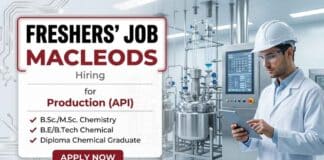 Macleods Careers announces Chemistry Fresher Job openings for Trainee Jobs through walk-in interview in Gujarat.