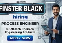 Chemical Engineering Jobs at Finster Black Careers Process Engineer Job in Panvel Maharashtra