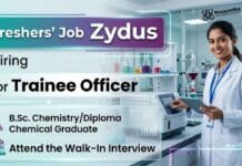 Chemistry Fresher Job at Zydus | Attend the Walk-In Interview Chemistry Fresher Job at Zydus Careers for Trainee Jobs in API Manufacturing