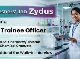 Chemistry Fresher Job at Zydus Careers for Trainee Jobs in API Manufacturing