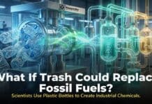 Researchers transform plastic waste and old battery acid into valuable industrial chemicals using a sunlight-powered green chemistry process.