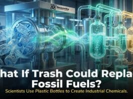 Researchers transform plastic waste and old battery acid into valuable industrial chemicals using a sunlight-powered green chemistry process.