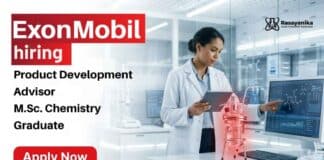 ExxonMobil Careers hiring chemistry professionals for Product Development Jobs in Bangalore.