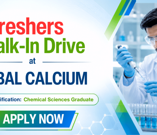 Chemistry Freshers Job at Global Calcium | Walk-In Drive