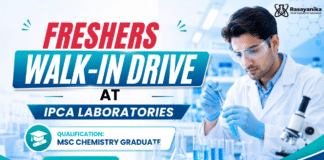  Ipca Laboratories Walk-In Drive | Production Jobs MSc Chemistry Freshers Job