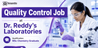 Quality Control Job at Dr. Reddy's | MSc Chemistry Graduates Apply Now