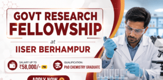 IISER Berhampur Recruitment 2026 | Govt Research Fellowship