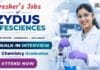 Zydus Lifesciences announces Walk-In Interview for Freshers Chemistry Jobs at its Ankleshwar API Manufacturing Facility.