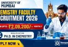 ₹2,09,200 Salary! Chemistry Faculty Recruitment 2026 at University of Mumbai Chemistry Faculty Recruitment 2026 at University of Mumbai for Assistant Professor Reader and Associate Professor Posts