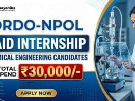 Govt Internship DRDO Vacancy Chemistry Careers NPOL Kochi Internship 2026