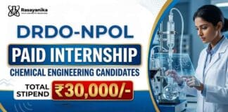 Govt Internship DRDO Vacancy Chemistry Careers NPOL Kochi Internship 2026