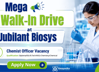 Exclusive Walk-In Drive at Jubilant : Chemist Officer Production Roles Chemist Officer at Jubilant Biosys | Apply Now
