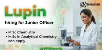 MSc Chemistry Job at Lupin for Junior Officer role in Goa pharmaceutical operations