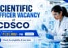 Scientific Officer Vacancy at CDSCO | MSc Chemistry Job