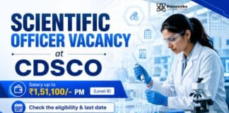 Scientific Officer Vacancy at CDSCO | MSc Chemistry Job