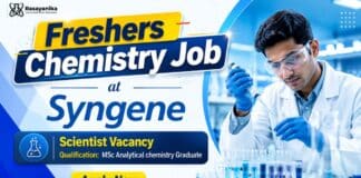 Syngene Hiring Chemistry Freshers for Analytical Scientist Role | Apply Now MSc Chemistry Freshers Job at Syngene | Analytical Chemistry Scientist Job
