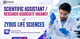 Research Associate Job at Zydus | MSc Chemistry Job in API R&D