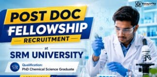 Post Doc Fellowship Recruitment Chemistry Careers at SRM University