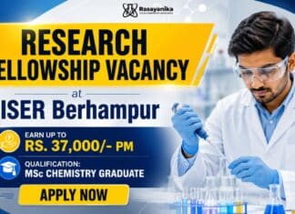 IISER Berhampur JRF Recruitment for MSc Chemistry Graduates | Earn Up to ₹37,000/- PM Research Fellowship at IISER Berhampur for MSc Chemistry Graduates