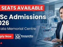 MSc Admissions at Tata Memorial Centre 2026 for B.Sc Chemistry and science graduates