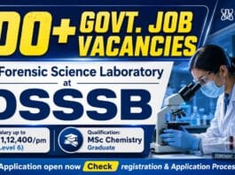Govt Chemistry Jobs DSSSB 2026 – Forensic Science Laboratory Vacancy