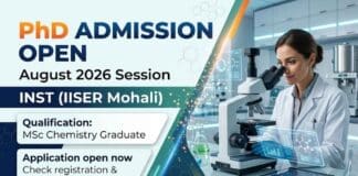 PhD Admission at INST for students interested in Chemistry Careers and advanced research opportunities