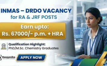 Govt Vacancy at DRDO-INMAS | Earn: Rs.67000/- +HRA | Chemistry Research Fellowship Research Fellowship Govt Vacancy Chemistry Careers DRDO INMAS Recruitment 2026