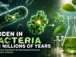 Engineered bacterial enzyme CYP107J1 acting as a green catalyst for sustainable oxidation reactions in biochemical research.