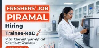 MSc Chemistry Freshers Job at Piramal Careers Trainee Job in R&D Department