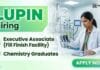 Chemistry Jobs at Lupin | Associate Jobs Apply Now Lupin Hiring Executive Associate – Fill Finish Facility | Chemistry Jobs in Pharma Packaging Operations