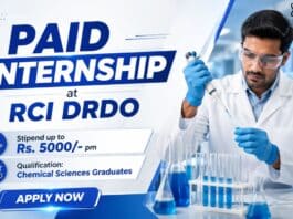Govt Internship for Chemical Sciences Students | DRDO Vacancy