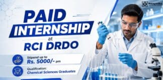 DRDO Paid Internship for Chemical Sciences Students | Stipend Up to ₹5,000 per month Govt Internship for Chemical Sciences Students | DRDO Vacancy