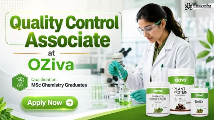 Chemistry Job at OZiva | Quality Control Associate Role Chemistry Job at OZiva | Quality Control Associate Role
