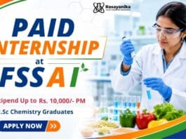 Government Internship Opportunity at FSSAI | MSc Chemistry Students
