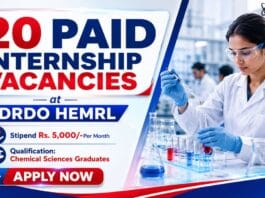 DRDO Internship 2026 for Chemistry Students | Apply Now